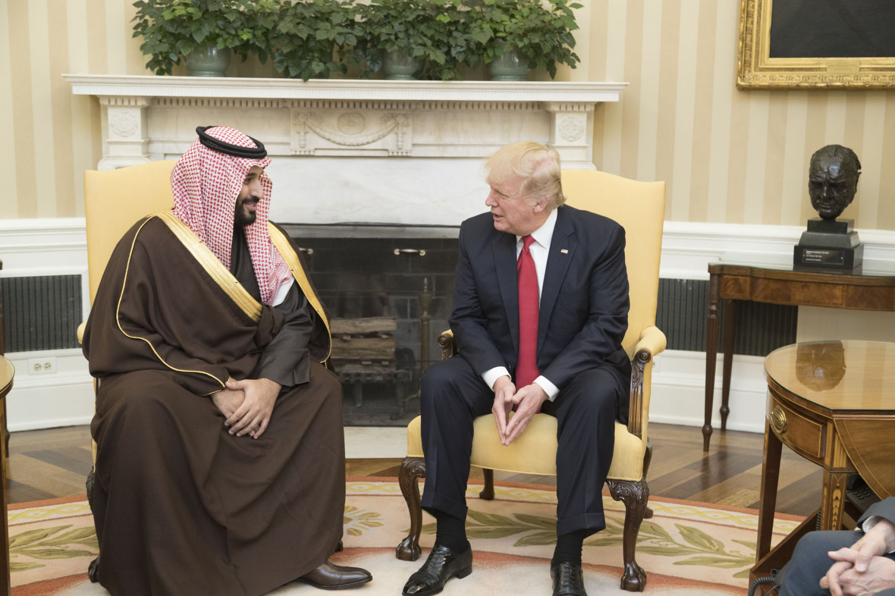 President Donald Trump meets with the Deputy Crown Prince of Saudi Arabia